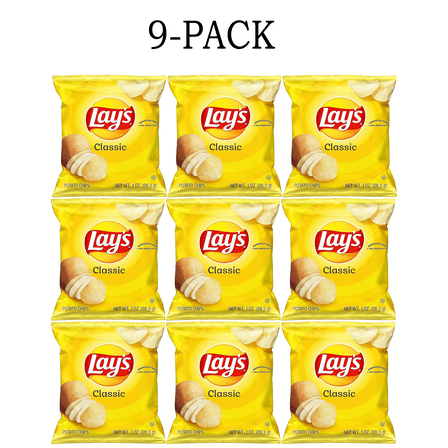 9 Packet Lay's Classic Potato Chips Crispy Gluten free and Easy to carry Potato snacks