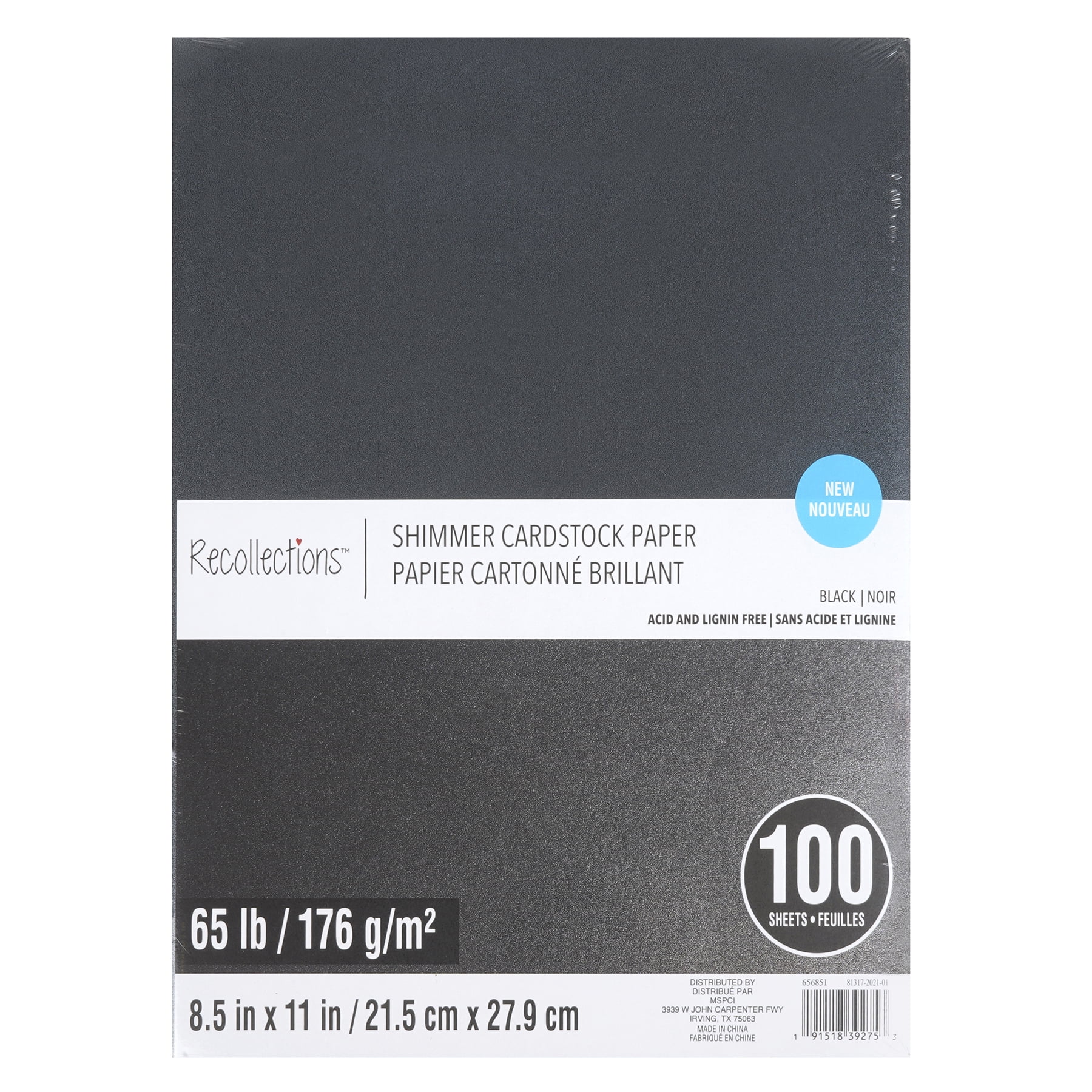 Recollections Black Shimmer 8.5" x 11" Cardstock Paper, 9 Packs: 100 ct. (900 total)
