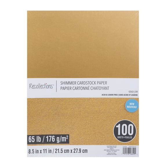 Recollections Gold Shimmer 8.5" x 11" Cardstock Paper, 9 Packs: 100 ct. (900 total)