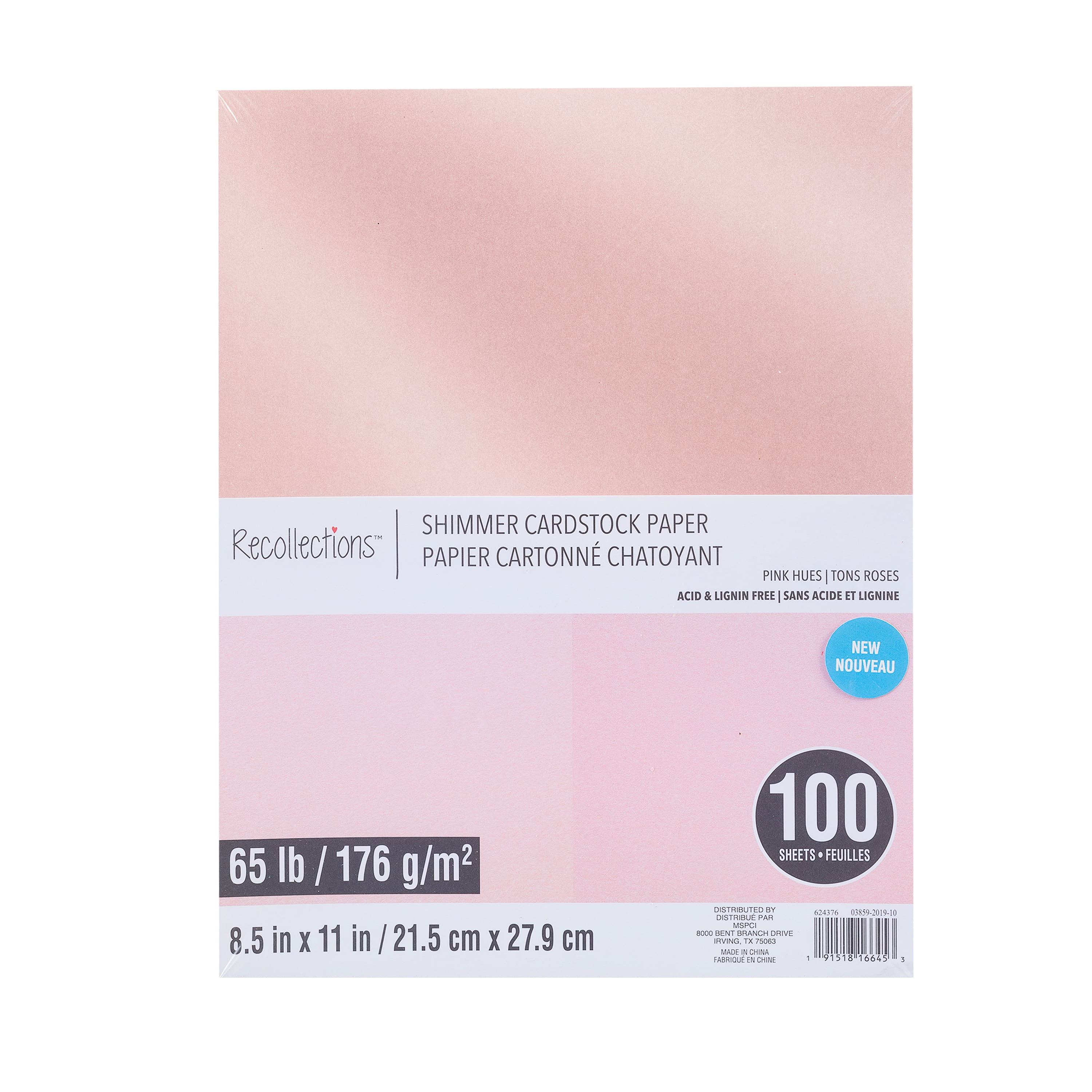 9 Packs: 100 ct. (900 total) Pink Hues Shimmer 8.5 x 11 Cardstock Paper  by Recollections™ 