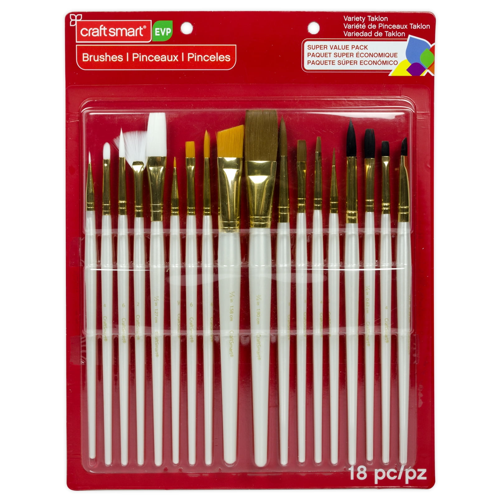 Craft Smart Variety Taklon Brush Super Value Pack, 9 Packs: 18 ct. (162 total)