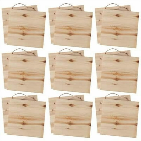 9 Packs: 2 ct. (18 total) 10" x 10" Natural Wood Square Plaques by Make Market