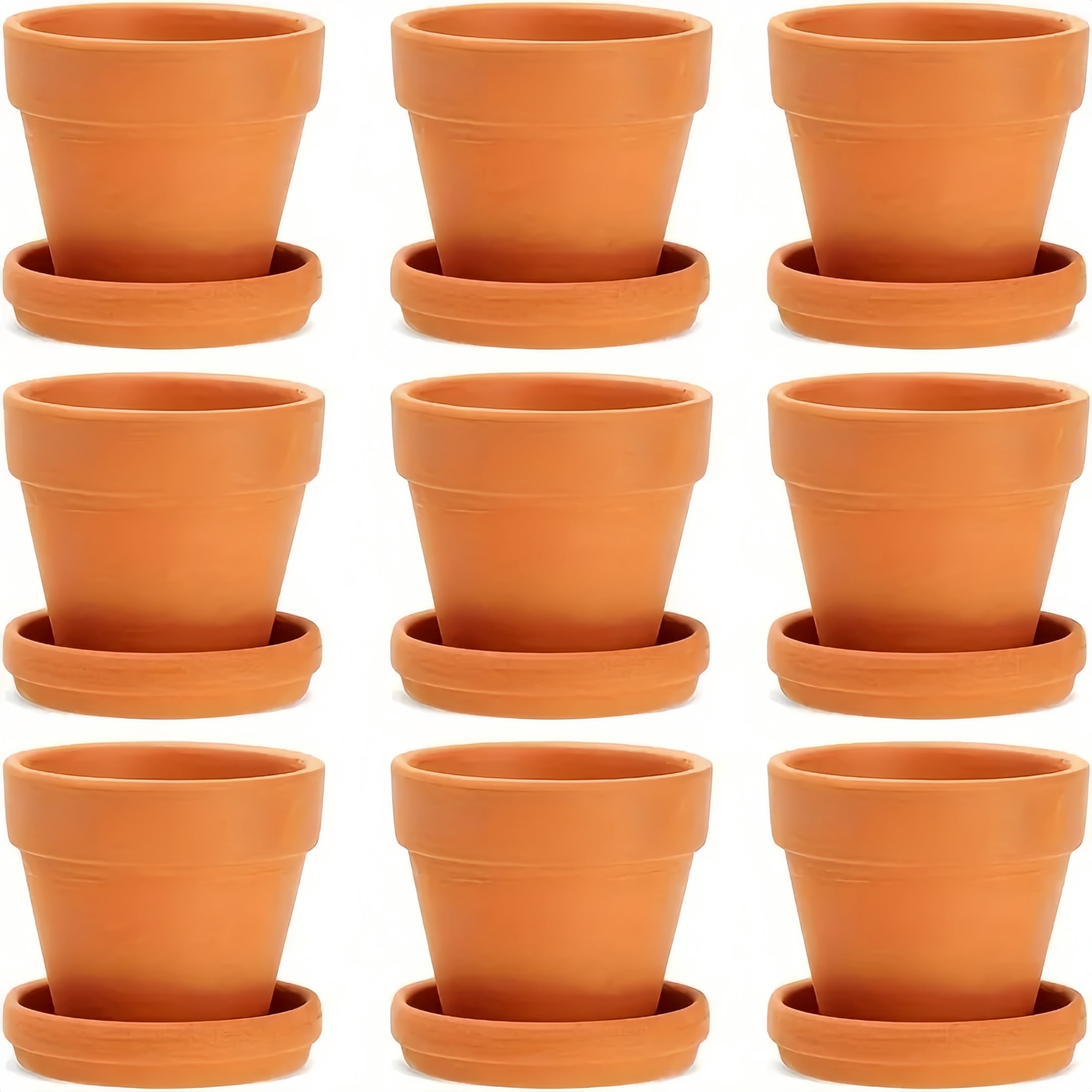 9 Packs, 3inch Small Terracotta Pots With Saucers For Succulents, Clay Flower Planters With Drainage Holes For Indoor, Outdoor Plants, Cactus, Arts And Crafts Projects