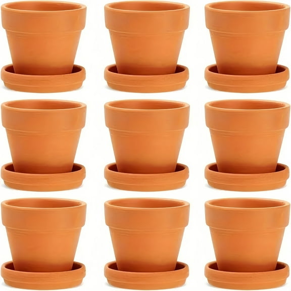 9 Packs, 3inch Small Terracotta Pots With Saucers For Succulents, Clay Flower Planters With Drainage Holes For Indoor, Outdoor Plants, Cactus, Arts And Crafts Projects