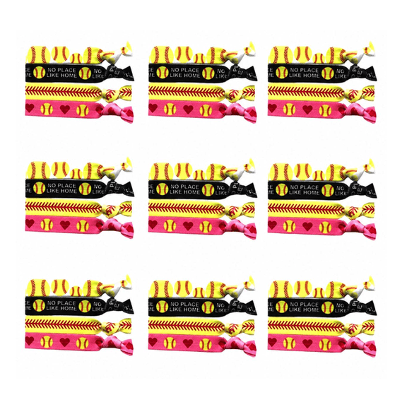 (9-Packs) 4PC Softball Hair Ties