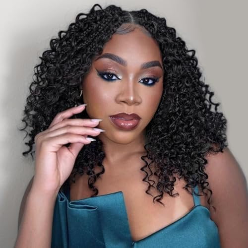 9 Packs Boho Box Braids Crochet Hair 10 Inch Goddess Box Braids Crochet Hair With Curly Ends Pre Looped Synthetic Bohemian Braid Hair Extensions For Women (10 Inch, 1B)