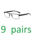 thumbnail image 1 of 9 Packs Classic Style Rectangular Metal Frame Reading Glasses Spring Hinge Readers for Men Women +1.50, 1 of 6