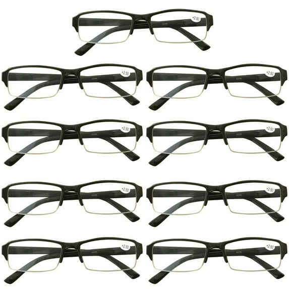 9 Packs Mens Womens Rectangle Half Frame Blue Light Blocking Reading Glasses Spring Hinge Readers +2.00