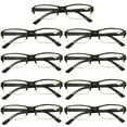 thumbnail image 1 of 9 Packs Mens Womens Rectangle Half Frame Blue Light Blocking Reading Glasses Spring Hinge Readers +3.00, 1 of 6