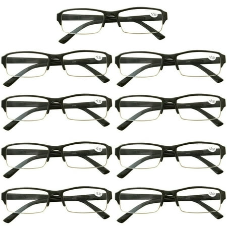 9 Packs Mens Womens Rectangle Half Frame Blue Light Blocking Reading Glasses Spring Hinge Readers +3.00