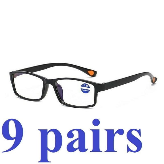 9 Packs Mens Womens Rectangle Reading Glasses Blue Light Blocking Readers