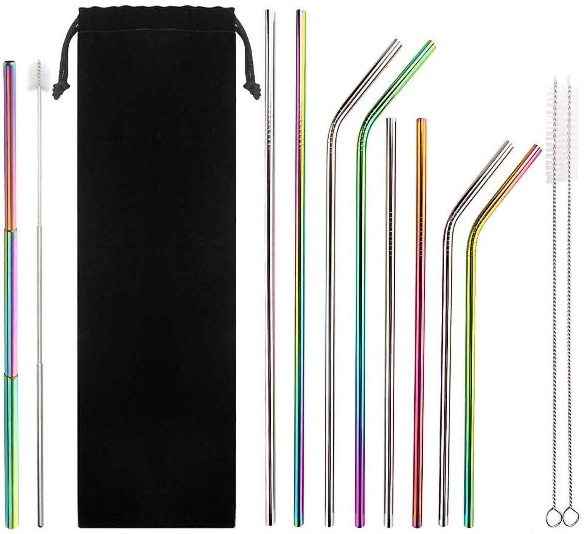 9 Packs Reusable Drinking Straws Set, 1Stainless Steel Straw, 8
