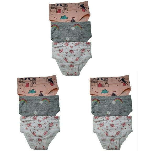 9 Packs Toddler Little Girls Kids Underwear Cotton Briefs Size 2T 3T 4T 5T 6T
