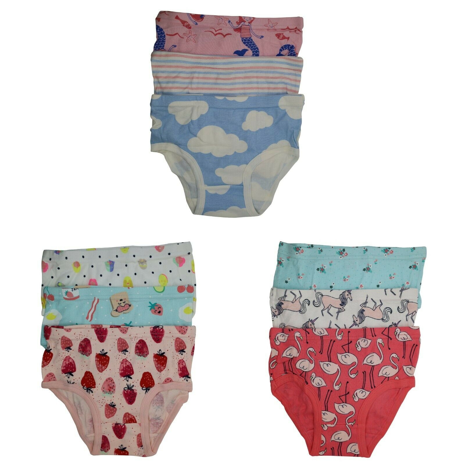 9 Packs Toddler Little Girls Kids Underwear Cotton Briefs Size 2T 3T 4T 5T  6T 