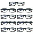 thumbnail image 1 of 9 Packs Unisex Fashion Rectangular Reading Glasses Blue Light Blocking Readers for Men Women +1.50, 1 of 6