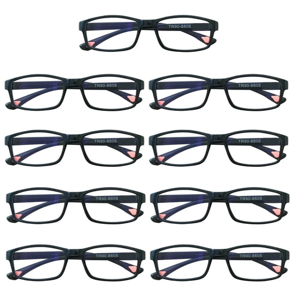 9 Packs Unisex Fashion Rectangular Reading Glasses Blue Light Blocking Readers for Men Women +3.50