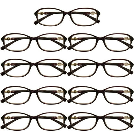 9 Packs Womens Oval Frame Reading Glasses Lightweight Classic Style Readers +1.00