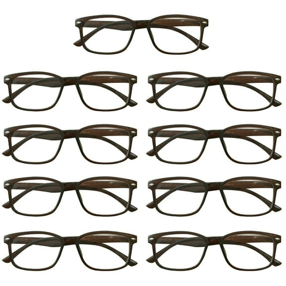 9 Packs Womens Square Frame Blue Light Blocking Computer Reading Glasses Classic Style Readers +1.00