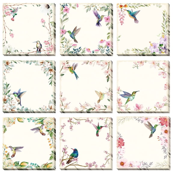 9 Pads 450 Sheets Cute Hummingbird Sticky Notes 3" x 3" 1 Set
