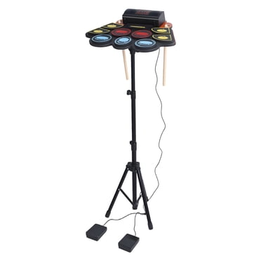 (9 Pads) Electric Drum Set, Kids Adults Electronic Drum, Colorful Roll Up Electric Drum Kit with 2 Drumstick, Built-in Double Speakers, 10 Unique Rhythms, Electronic Drum Pad