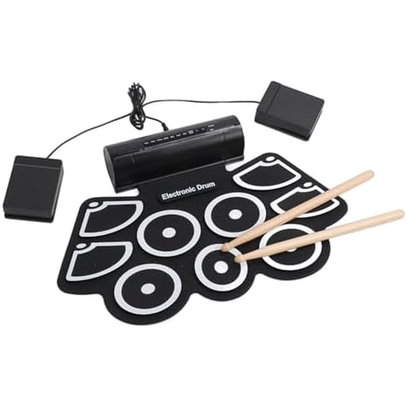9 Pads Electronic Drum Set with USB MIDI Interface, Roll Up Drum Pad with Built In Speakers, Massive Analog Drum Sounds for Outdoor Parties$$Music