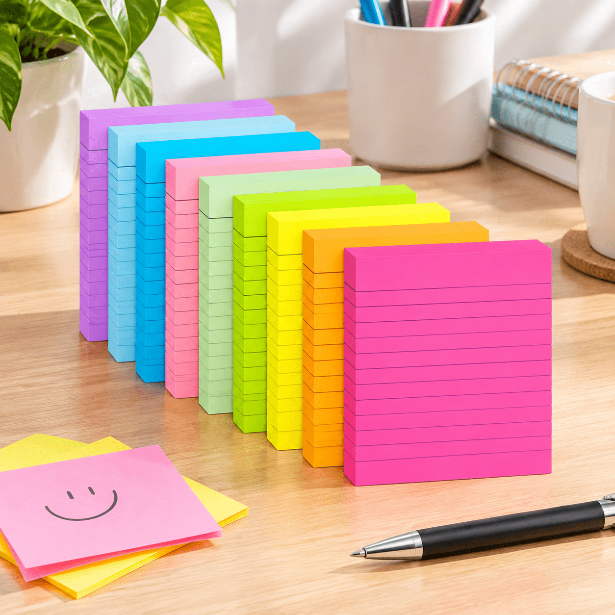 9 Pads Lined Sticky Notes 4x6 in, Bright Large Notepads with Lines ...