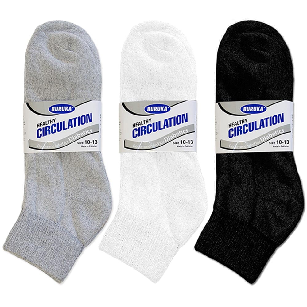 ALLTOPBARGAINS 9 Pair Diabetic Ankle Circulatory Socks Health Support Mens Loose Fit Size 10-13