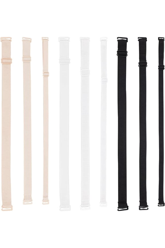 9 Pairs 3 Colors Polyester Bra Straps 10mm 14mm 17mm Adjustable Bra Shoulder Strap Replacement Multi Color Convertible Bra Straps for Women Bra Replacing for diy