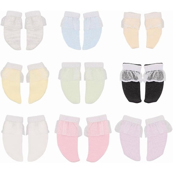 9 Pairs 9 Colors Socks Cloth Lace Short Socks Mini Action Figure Socks Accessories for BJD DIY Clothes Making Colorful