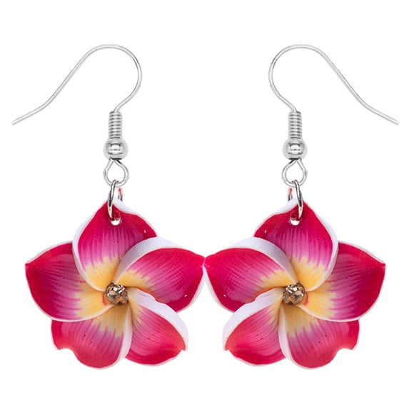 9 Pairs Colorful Flower Drop Earrings Set, Oimcto Lightweight Dangle Earrings for Women, Rainbow Gradient Colors, Fishhook Closures, Summer Beach Vacation Jewelry, Ideal Gift, Dark Pink