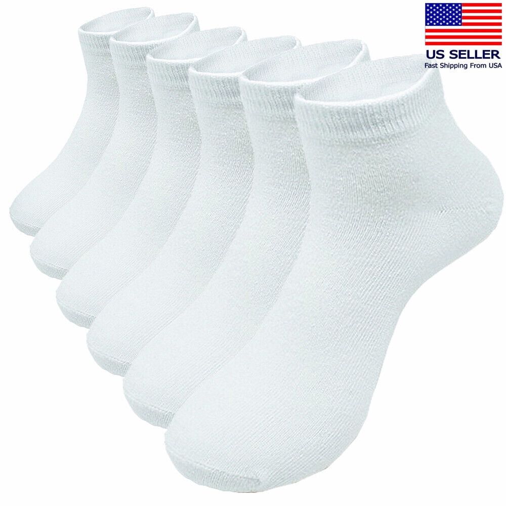9 Pairs For Mens Cotton Ankle Quarter Casual White Crew Socks Low Cut ...