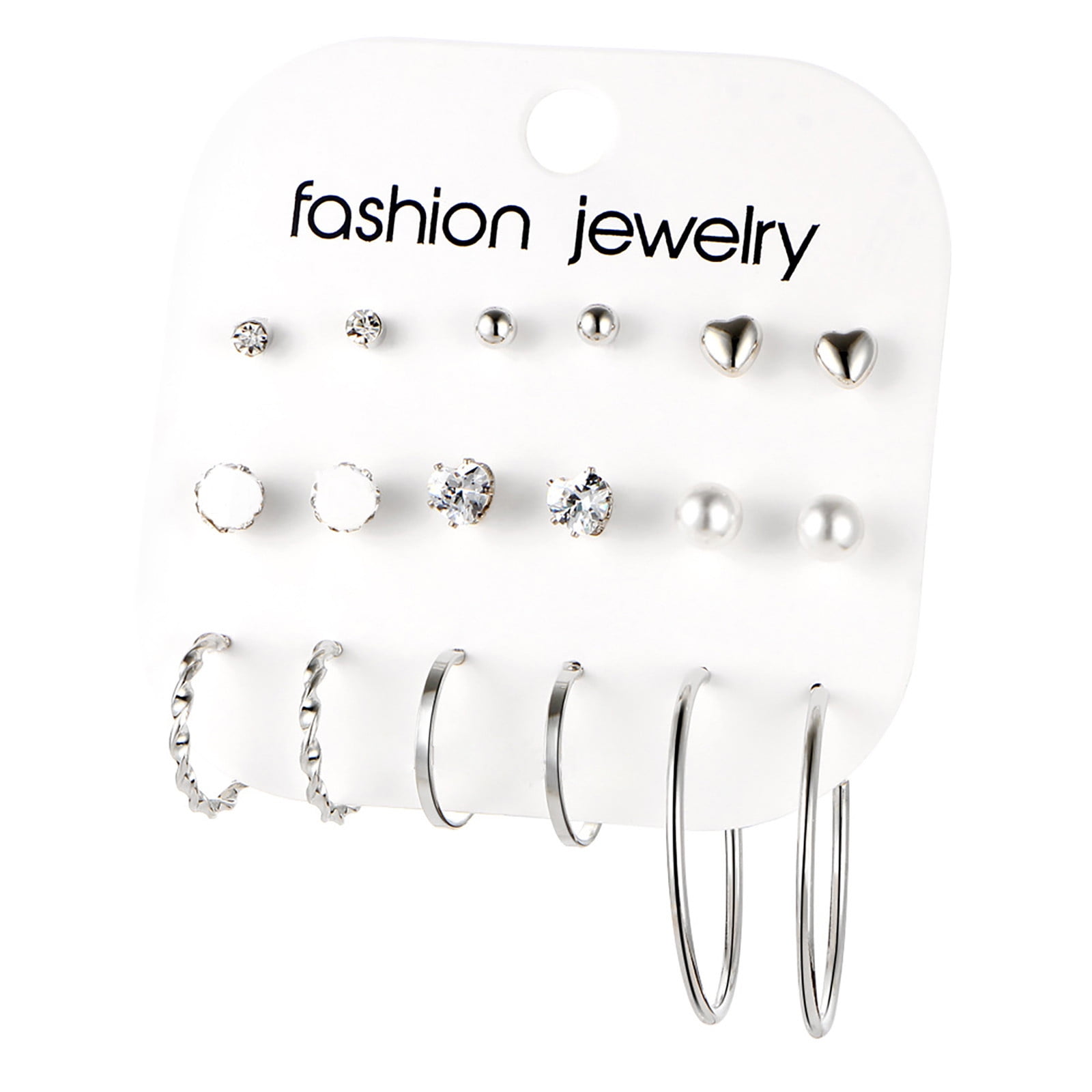 9 Pairs Hoop Earrings For Girls Women Multipack Pearl Twisted Small Big ...