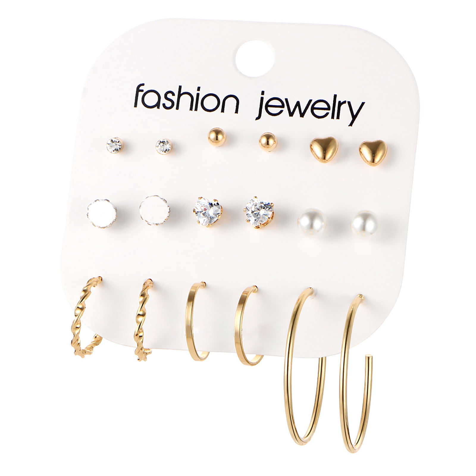 9 Pairs Hoop Earrings For Girls Women Multipack Pearl Twisted Small Big ...