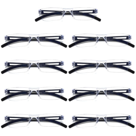 9 Pairs Men Women Rimless Reading Glasses Blue Light Blocking Unisex Reader +0.75