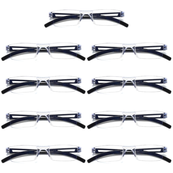 9 Pairs Men Women Rimless Reading Glasses Blue Light Blocking Unisex Reader +3.00