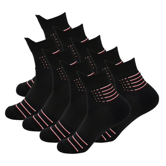 9 Pairs Mens Ankle Mid Cut Quarter Crew Black Athletic Cotton Cushioned Running Casual Sports Basketball Hiking Socks