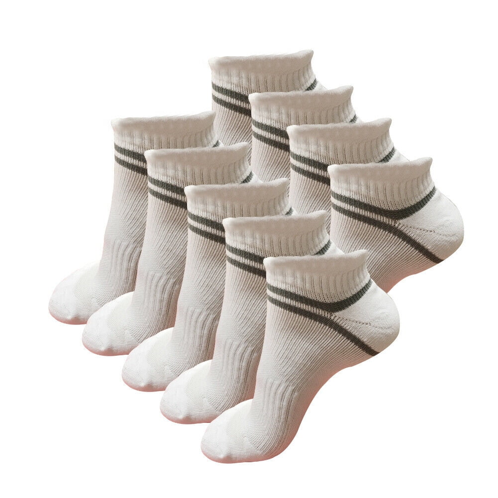 9 Pairs Mens Athletic Cotton Low Cut Ankle Breathable Casual Socks with Cushioned Tab for Sneakers Sports Running Jogging Cycling White Size 9-11-10-13