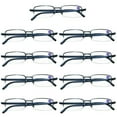 thumbnail image 1 of 9 Pairs Mens Metal Frame Rectangle Half Frame Reading Glasses Classic Readers +2.00, 1 of 6