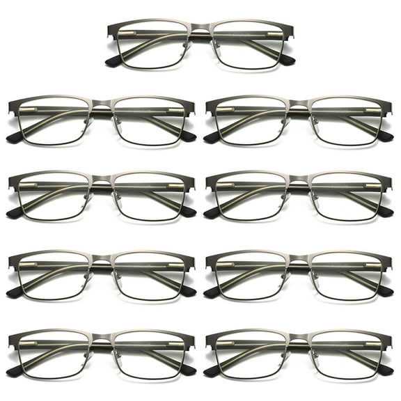 9 Pairs Mens Metal Frame Spring Hinge Blue Light Blocking Reading Glasses Readers +3.50