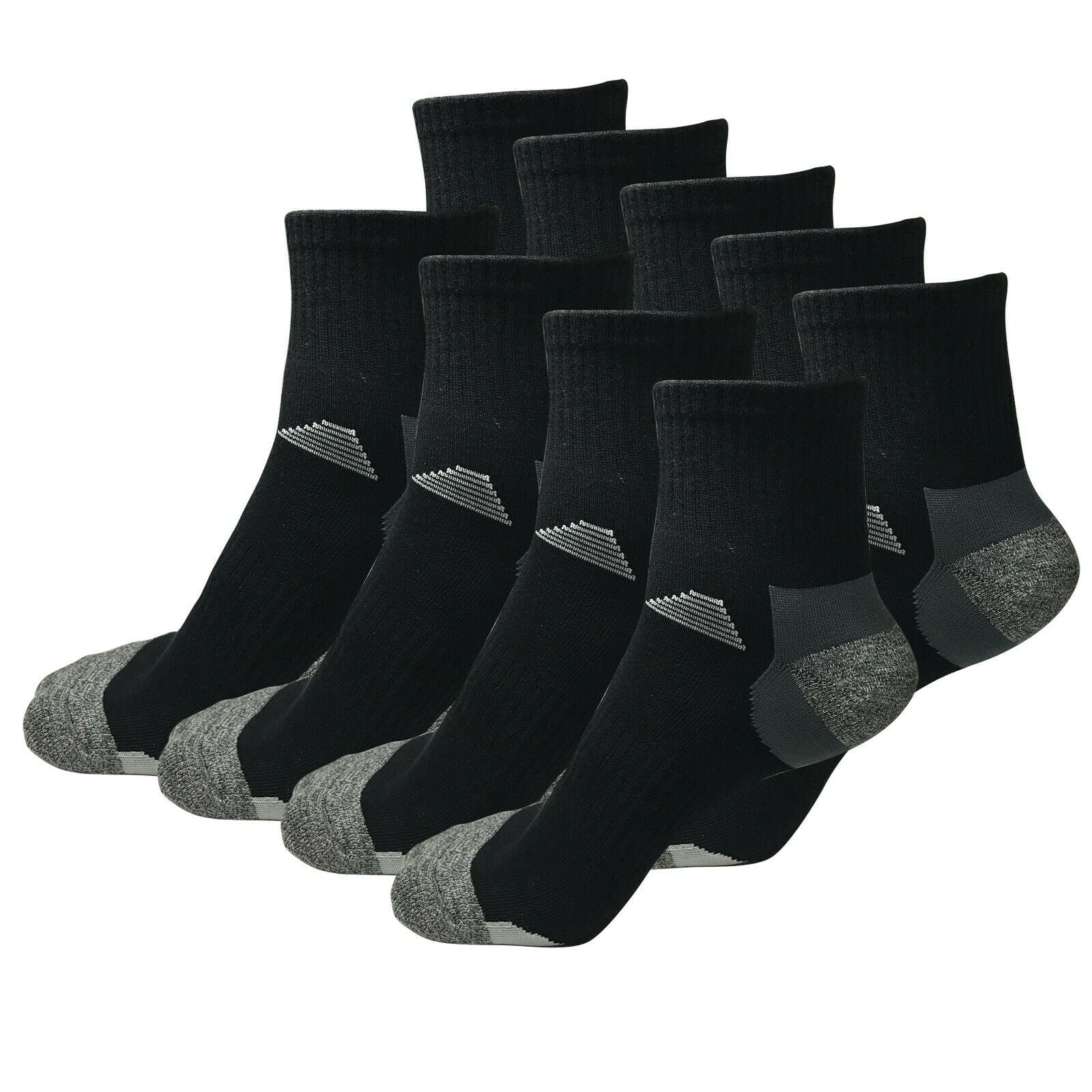 9 Pairs Mens Mid Cut Ankle Quarter Crew Athletic Breathable Sport Cotton Socks 6-12