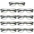 thumbnail image 1 of 9 Pairs Mens Rectangular Blue Light Blocking Reading Glasses Spring Hinge Readers +2.50, 1 of 6