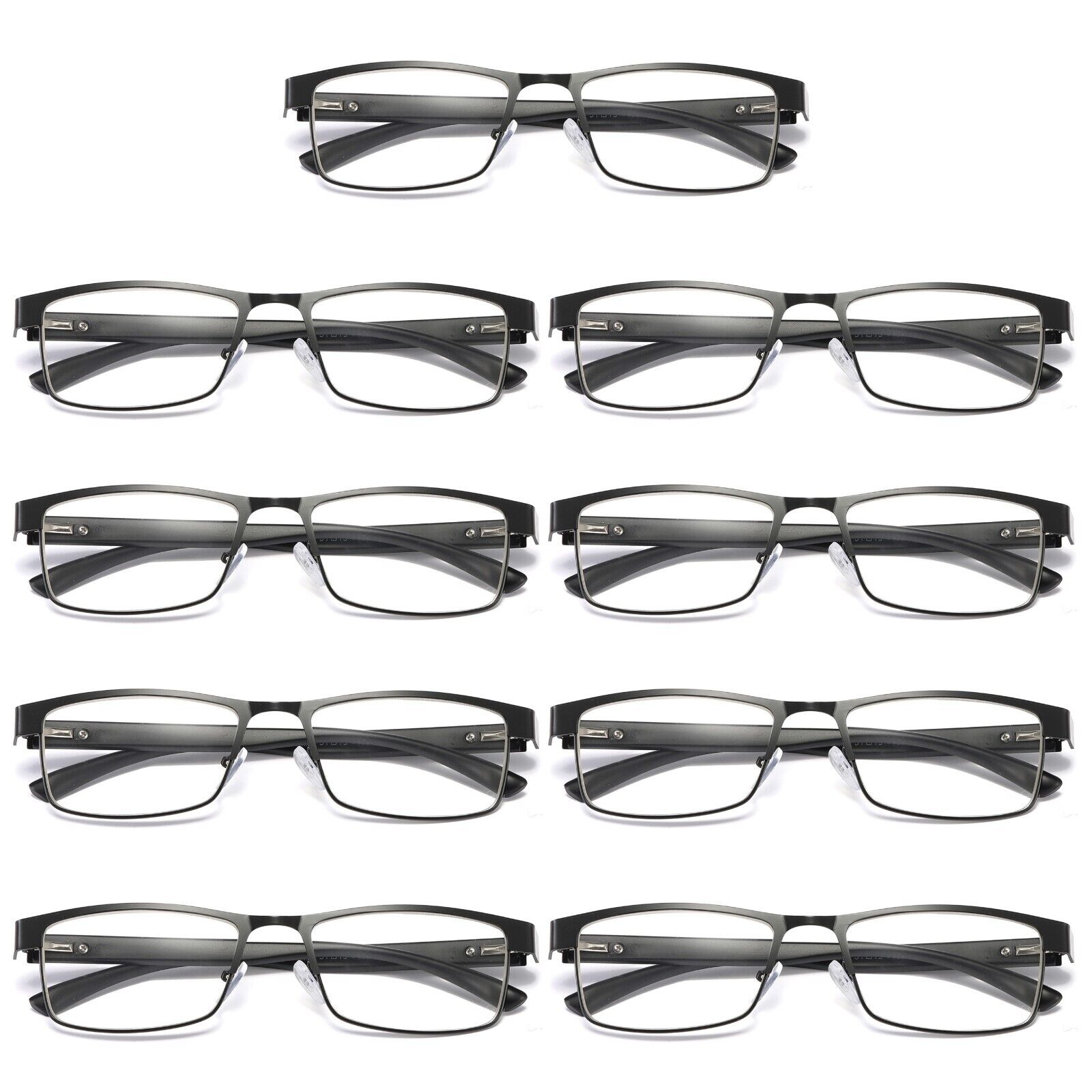9 Pairs Mens Rectangular Blue Light Blocking Reading Glasses Spring Hinge Readers +2.75