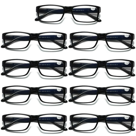 9 Pairs Mens Unisex Blue Light Blocking Reading Glasses Black Spring Hinge Readers +3.00