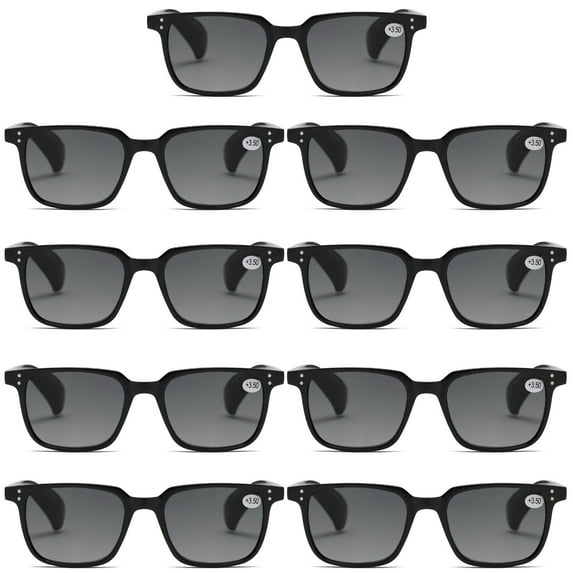 9 Pairs Mens Womens Unisex Reading Sunglasses Magnified Full Tinted Lens Sun Readers +2.00