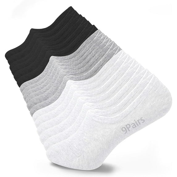 9 Pairs No Show Socks Womens, Low Cut No Show Socks Size 6-10, 3 Colors Flat Socks for Women