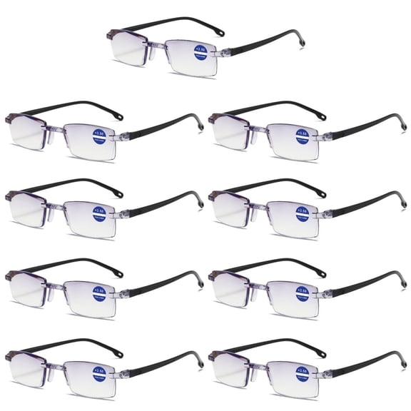 9 Pairs Rimless Blue Light Blocking Reading Glasses Diamond Cut Edge Readers for Men +2.00