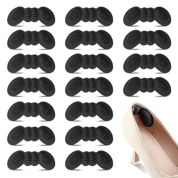 9 Pairs Thickened High Heel Pads, Self Adhesive Shoe Inserts Filler with Anti-Slip Bump, Heel Grips Cushions for Women Men Too Big Loose Shoes Boot Blister Pain Comfort (Black)