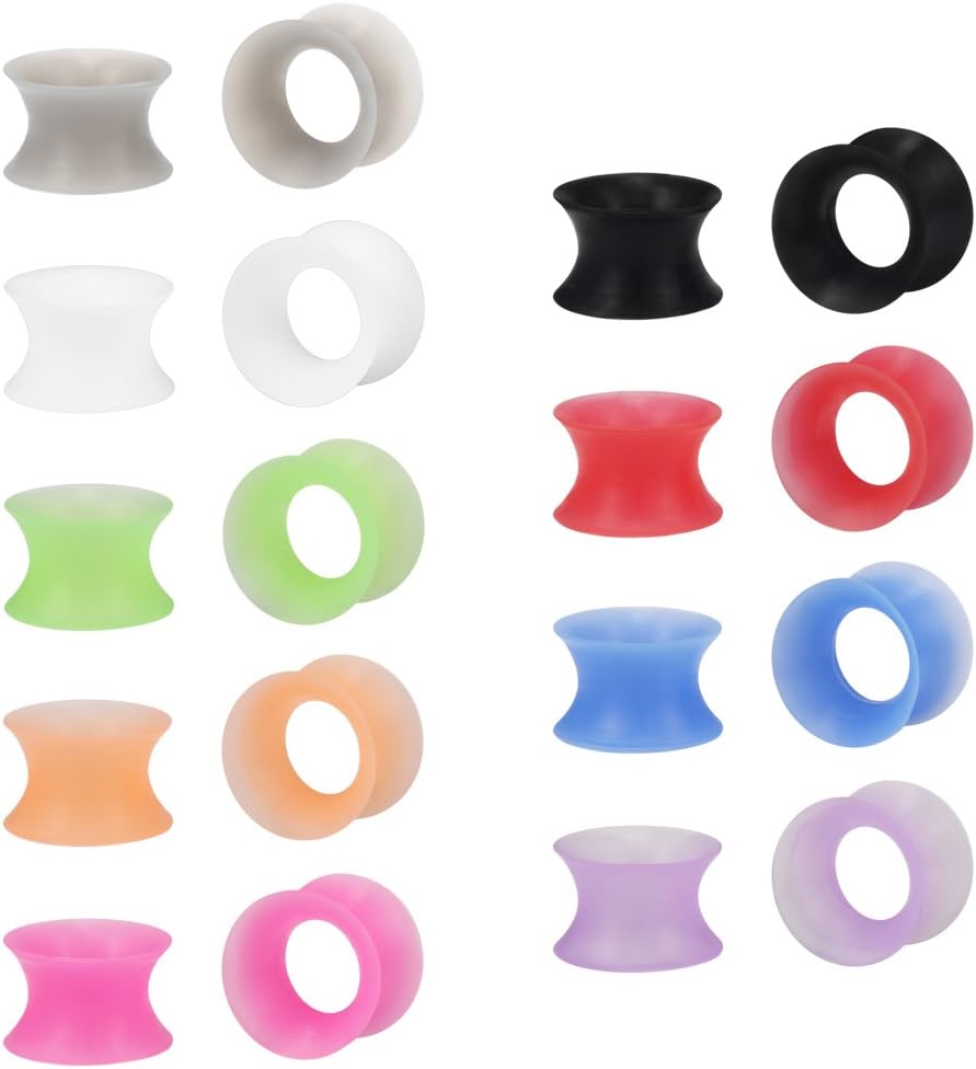 9 Pairs Ultra Thin Silicone Ear Skin Flexible Flesh Tunnel Expander