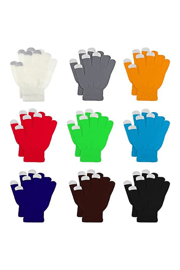 9 Pairs Winter Gloves Touchscreen Magic Gloves Stretchy Knit Cotton Gloves Bulk For Men Women Homeless Cold Weather