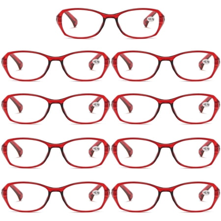 9 Pairs Womens Ladies Blue Light Blocking Reading Glasses Red Readers for Reading Paper work +2.00